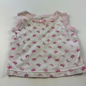 Luvs Baby Girls Tank Top Princess & Ballerina Icons Pink White 0-6 Months